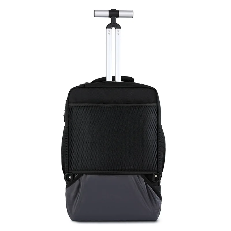 Man Trolley Backpack Business Carry on Luggage Laptop Wheeled Rolling Backpack Travel Boarding Suitcase Trolley Bag with Wheels