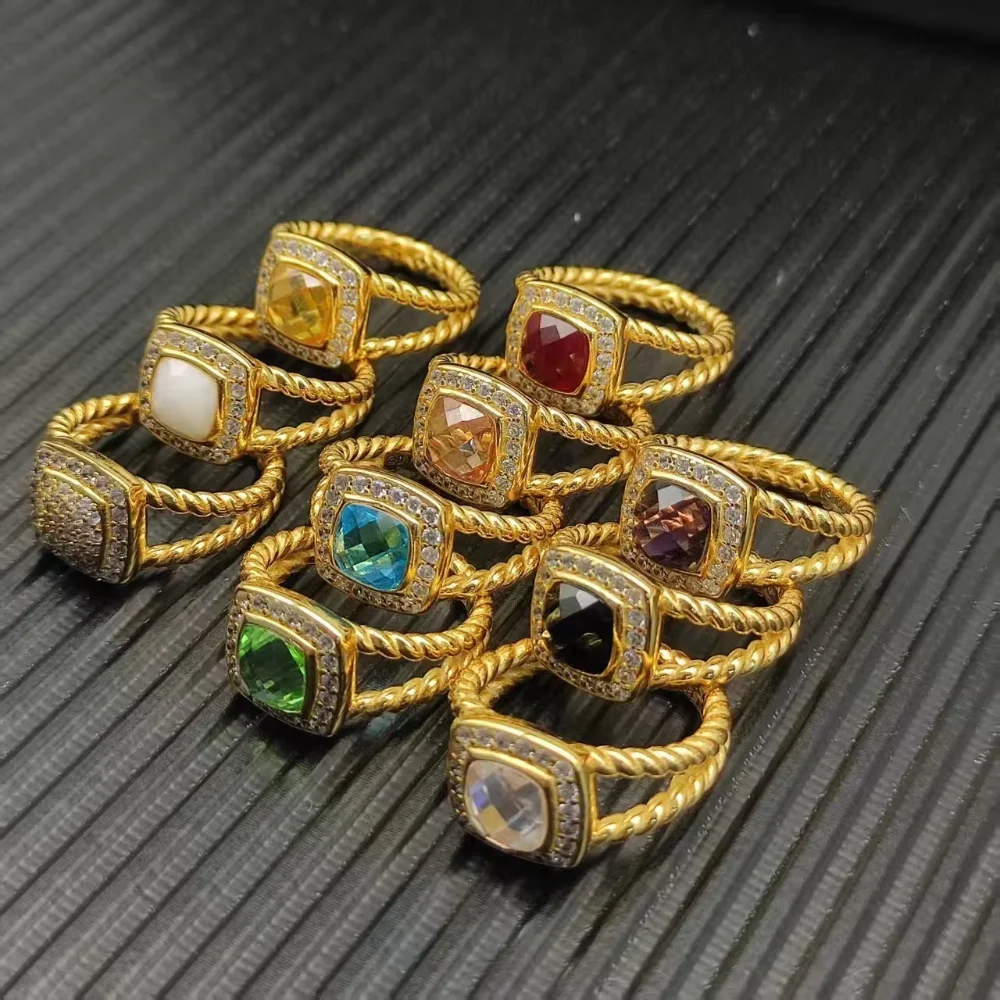 

High-quality Fashion Jewelry Crystal Silver-Plated Ring Couple's Men and Women Rings Engagement Jewelry Wholesale