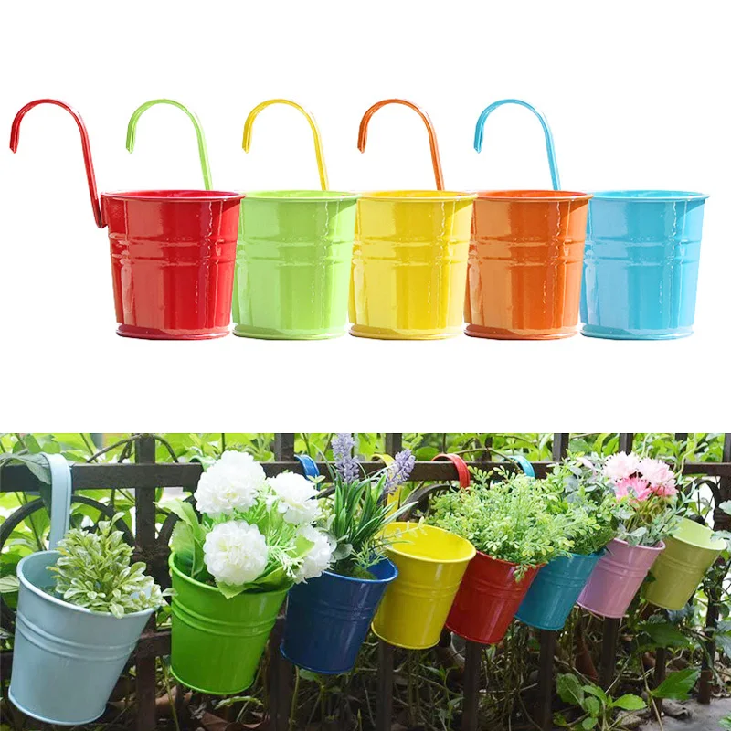 Metal Hanging Flower Pots - Beautiful Garden Décor for DIY Outdoor Flower Arrangements Perfect for Wall or Balcony Decoration