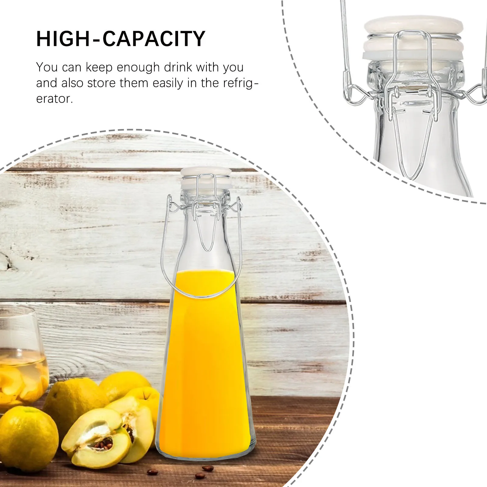 

2Pcs Glass Milk Juice Bottle Beverage Container Transparent Reusable Suitable Home Coffee Milk Tea Shop Drink Bottle