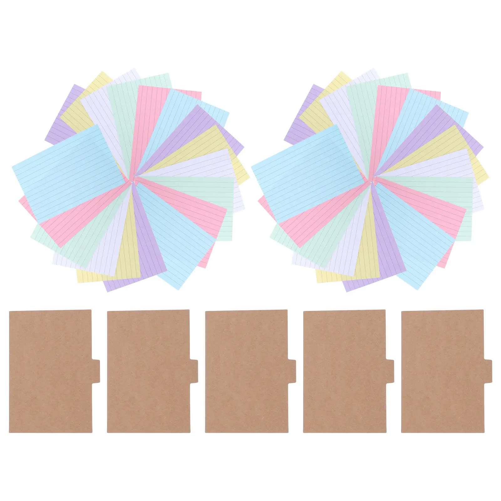 1Set Kraft Index Cards Organizer Divider Tabs Paper Blank Tabbed Guide Filing Study Recipe Office Document Separators