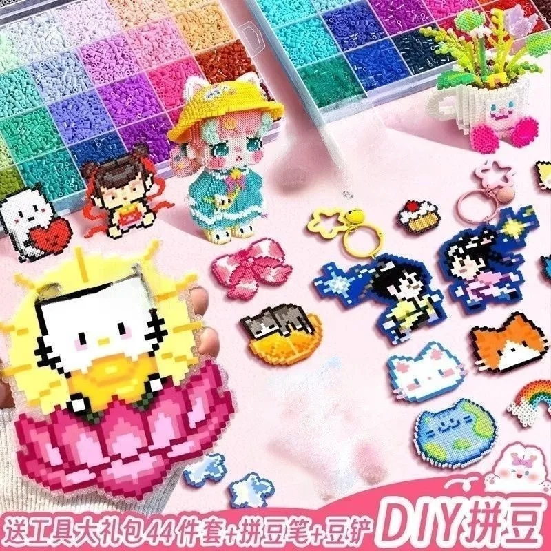 Kit completo de artesanato de contas Perler DIY 3D intertravando contas Perler brinquedo educativo para crianças