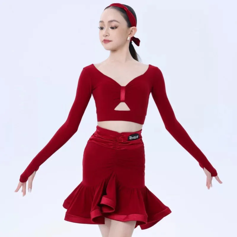 Ropa de baile de línea para mujer, Ropa de baile azul y negro, nuevo traje de baile latino, traje de escenario, vestido de baile, vestido de Flamenco, traje de escenario para niña