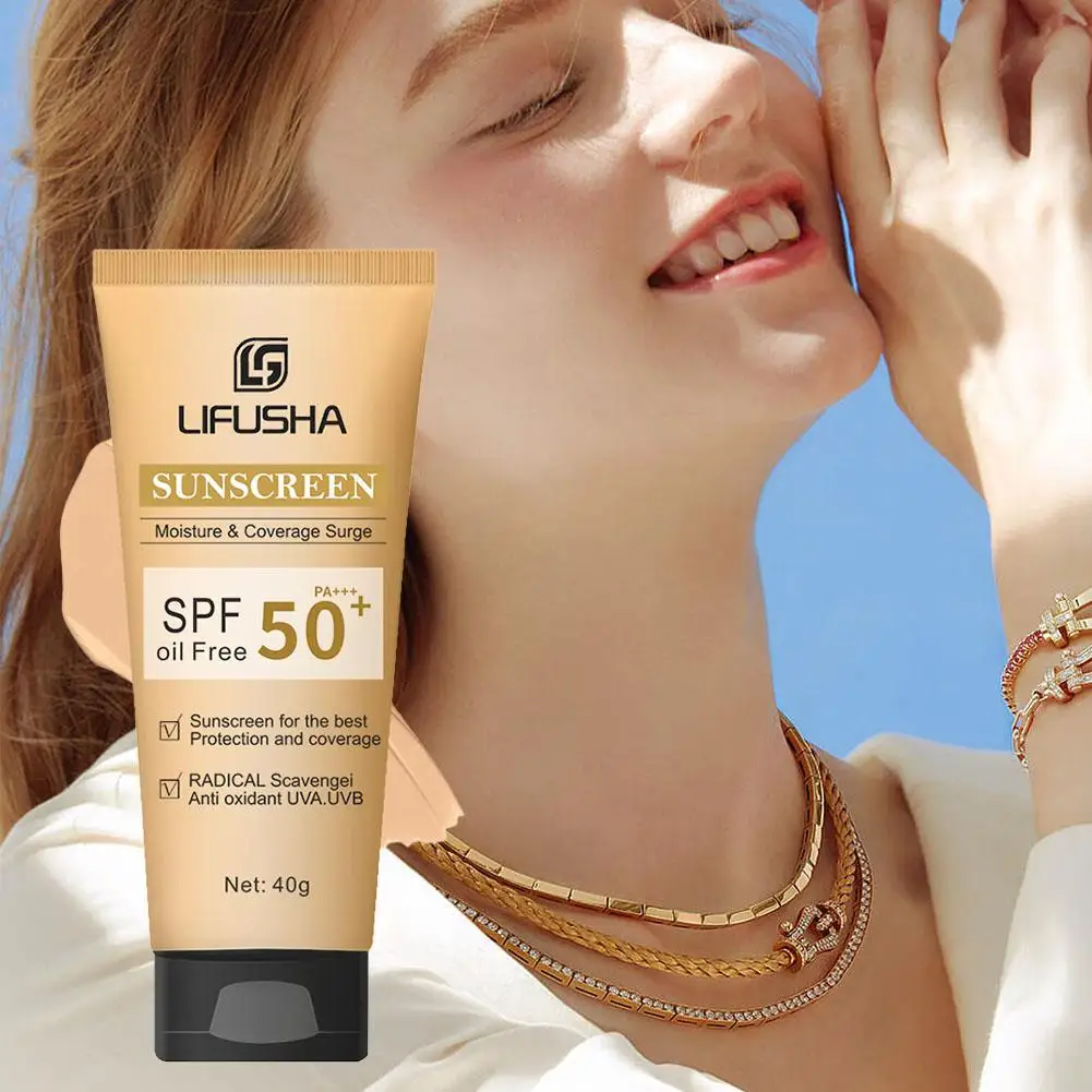 SPF 50 كريم أساس للوجه الواقي من الشمس كريم حماية للبشرة كريم مرطب للتحكم في الزيوت 40 جرام