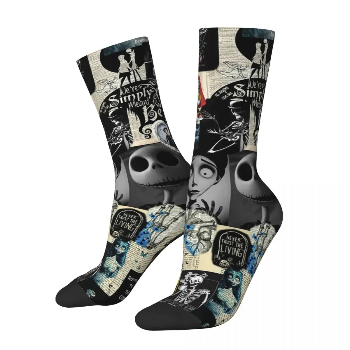 Retro Tim Burton\'s Corpse Bride Amily Love Movie Plaid Basketball Socks Polyester Crew Socks for Women Men Non-slip