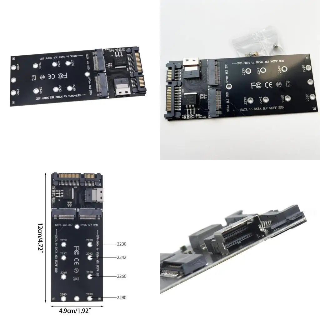 

R53C 22PIN B+M M.2 NGFF SSD TO 3 RAISER M.2 NVME для SFF-8654 Адаптер