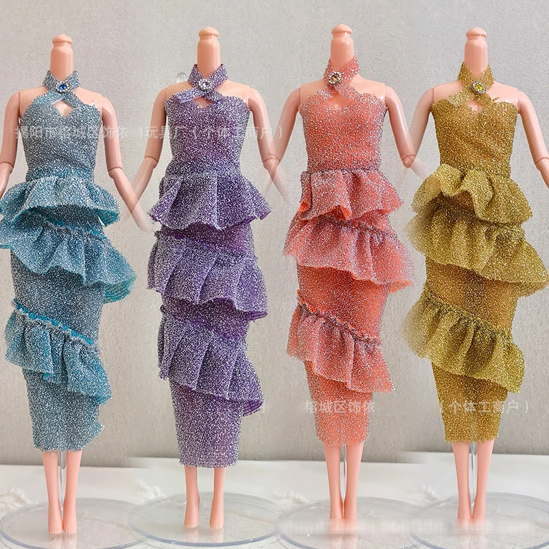30cm FR Supermodel Doll Clothes Fashion Sweet Glitter Cake Dress1/6 BJD Xinyi PP Princess Doll Elegant Dinner DIY Dress Up