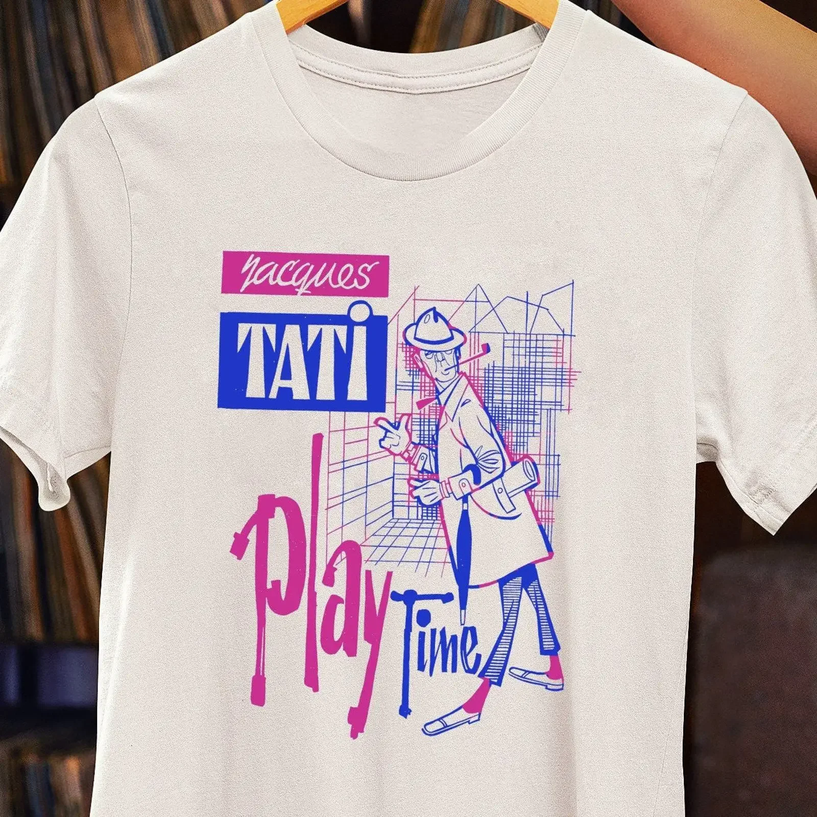 Jacques Tati Playtime T Shirt French Comedy Film vintage Washed Versatile Soft Stretched Unisex Comfortable Stylish graphic