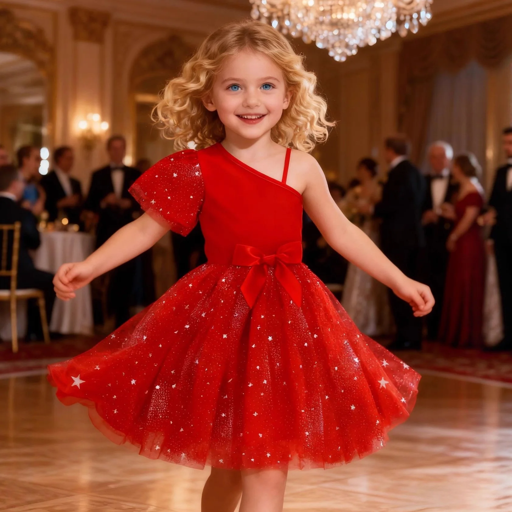 

Elegant Red Off-Shoulder Girls Dress with Bow Sleeveless Baby Girls Dresses for Weddings Holidays Outings Summer Girls Outfits