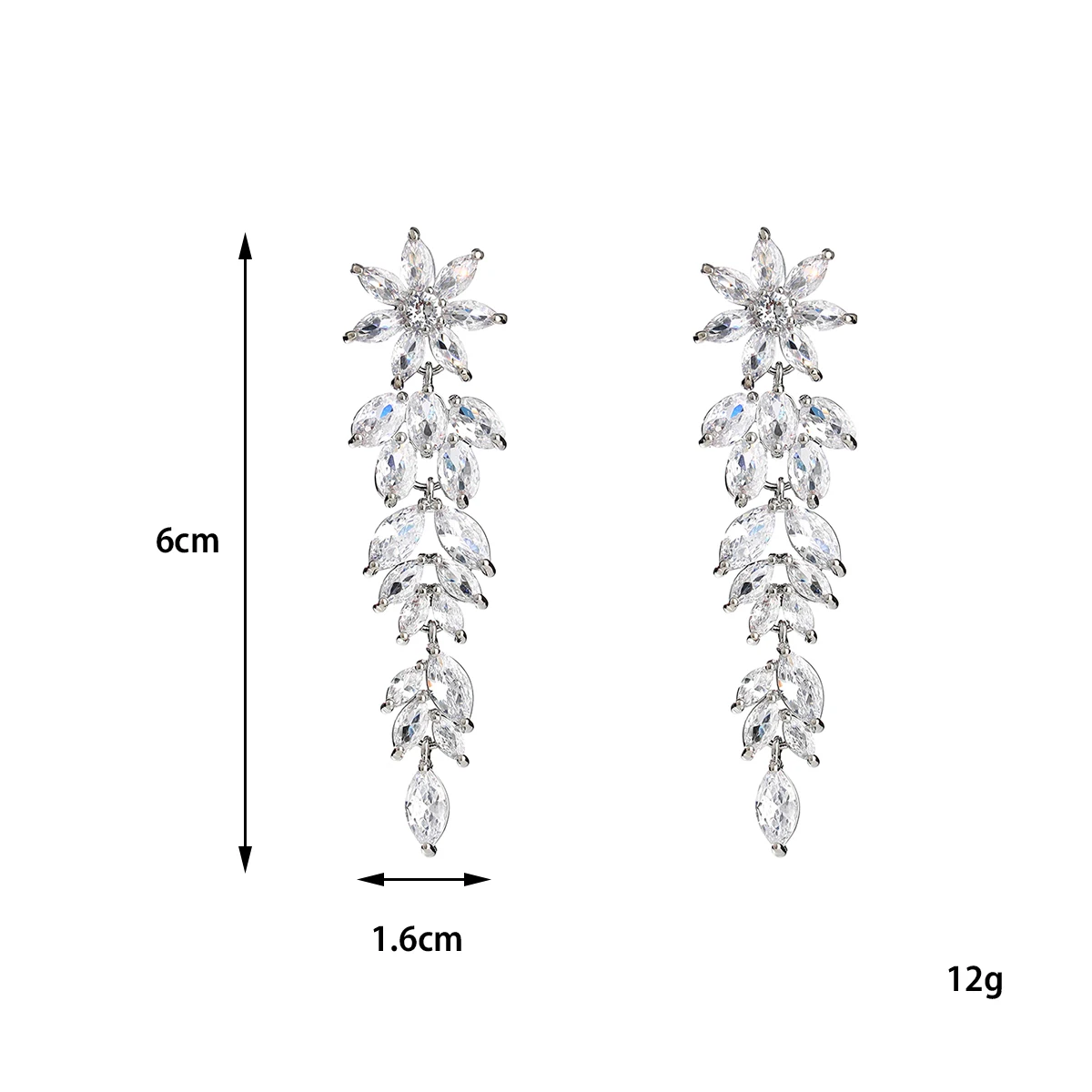 Orecchini da sposa marquise da sposa, orecchini da damigella d\'onore da sposa, orecchini pendenti con strass e zirconi cubici da donna