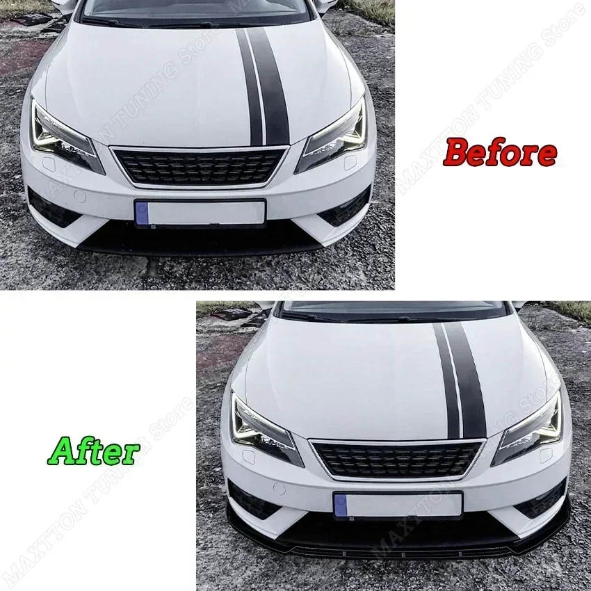 Gloss Black Car Front Bumper Lip Splitter Diffuser Retrofit For Seat Leon 3 MK3 MK3.5 2012-2019 Body Kit Tuning Accessories