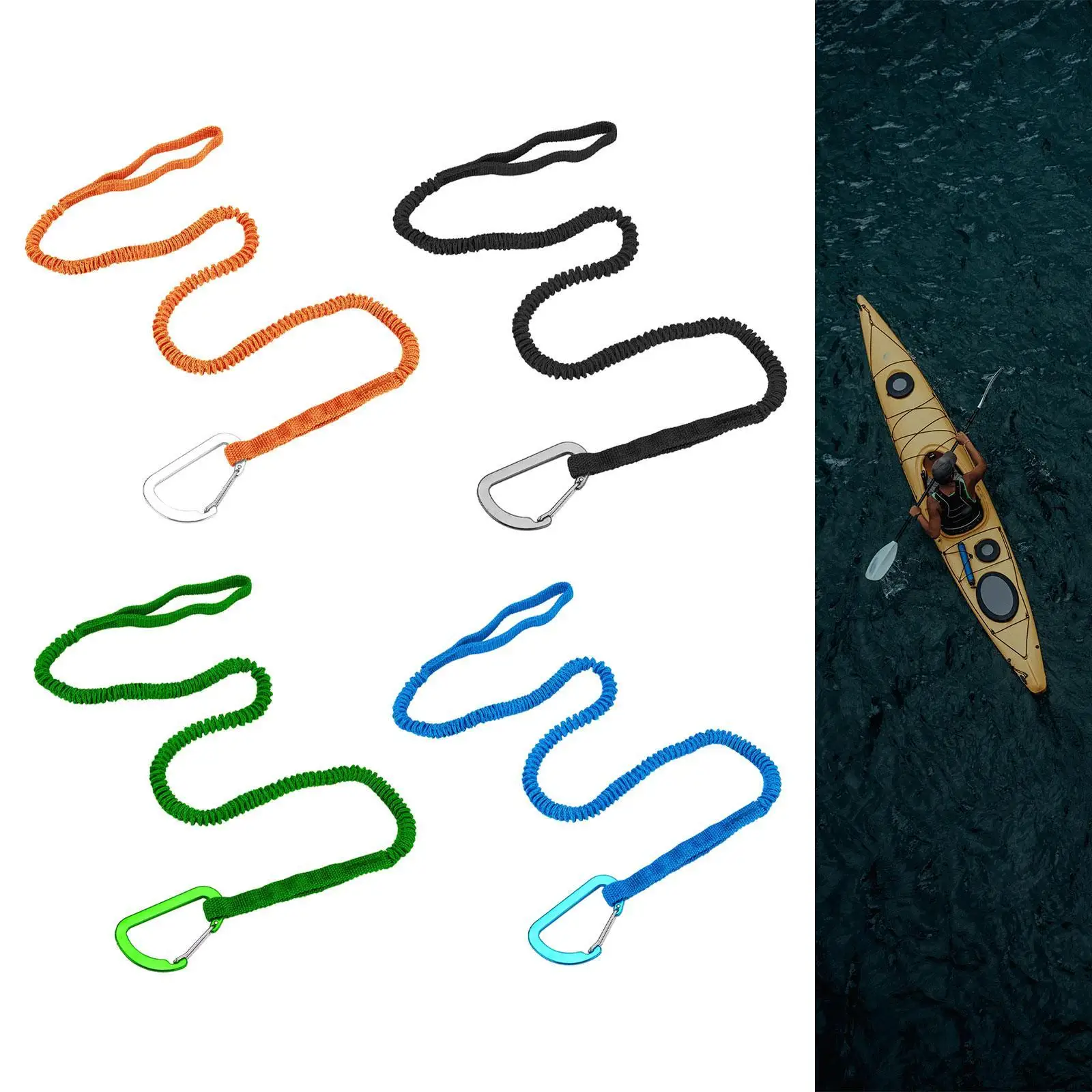 

Kayak Paddle Leash Bungee Cord Kayak Rod Leashes for Surfing Boating Rafting