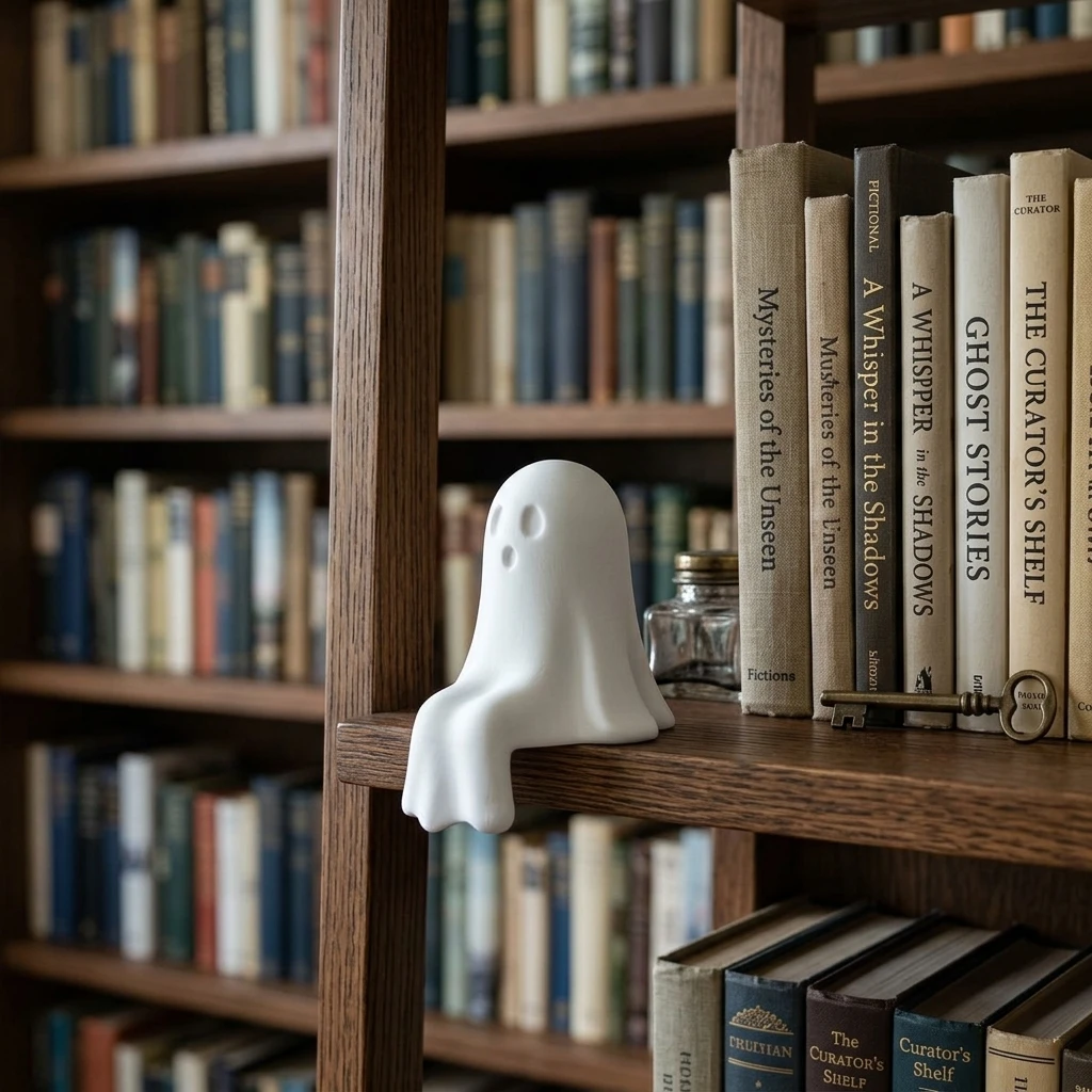 Sitting Phantom  Small Halloween Decor for Home, Centerpiece for Coffee Table, Adorable Horror Figure