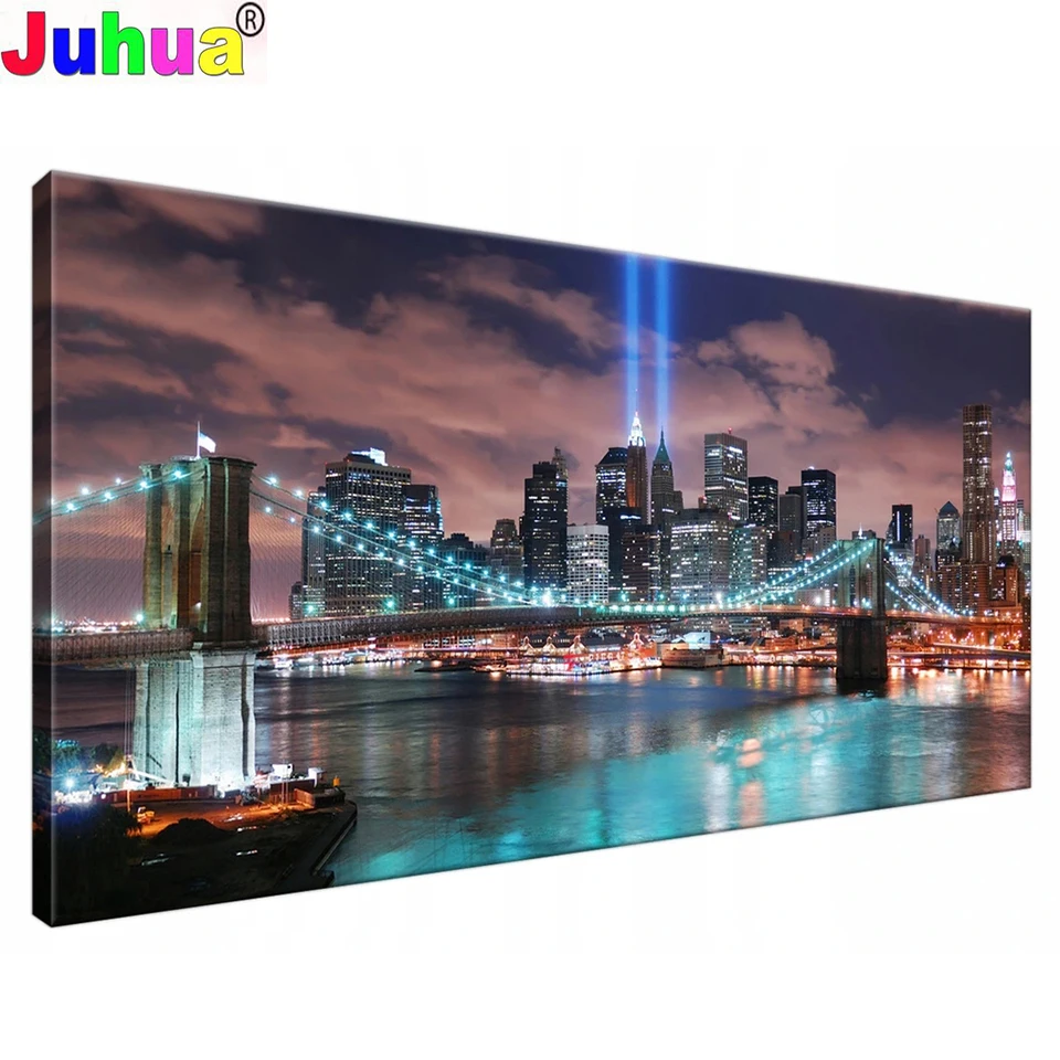 

diamond painting New York Brooklyn night view diamond embroidery cross stitch Full square/round rhinestones mosaic crystal Decor