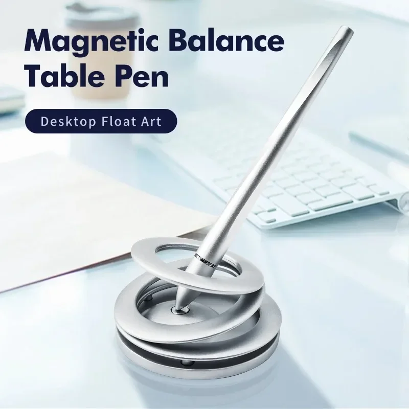 New Silver Magnetic Levitation Swing Freely Not Fall Self-Stand Hover Pen Creative Personalized Business Office Gel Pen Gift Box