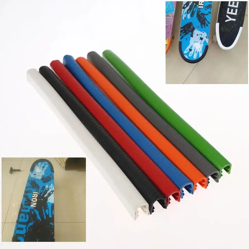 2Pcs Skateboard Deck Guards Protector U Channel Design Rubber And Steel Bumpers Bump Longboard Dance Board Crash Rubber Strip