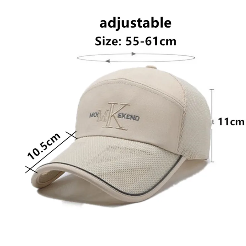 New Summer Mesh Cap Breathable Baseball Caps For Men Golf Cap Fishing Hat Extended Brim Hardtop Sunscreen Travel Hat Women's Hat