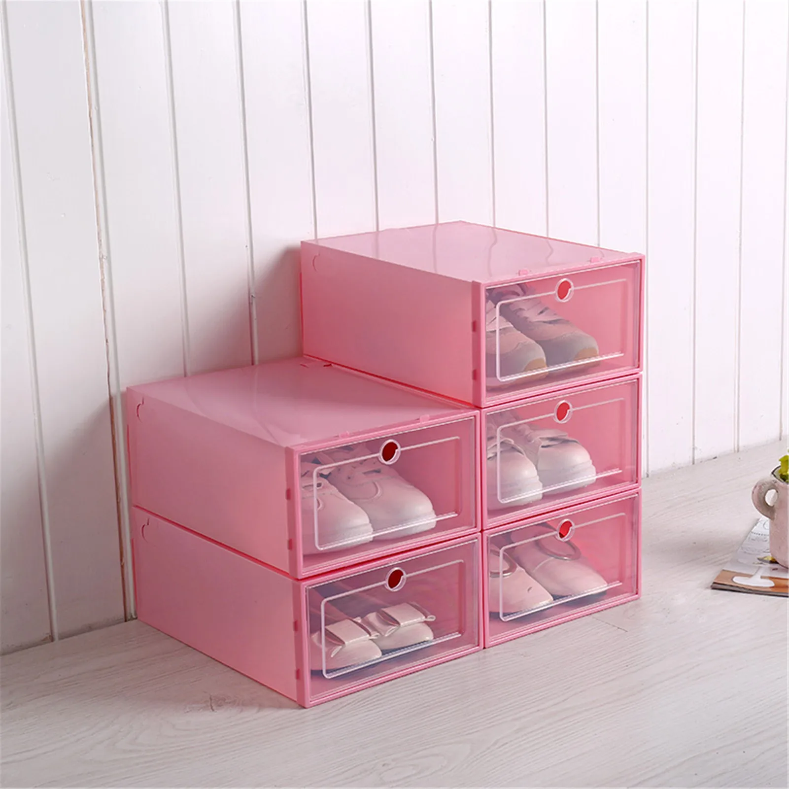 Transparent Shoe Box Shoes Organizers Plastic Dustproof Storage Box Stackable Combined Shoe Cabinet Shoe Display Box Drawer Case