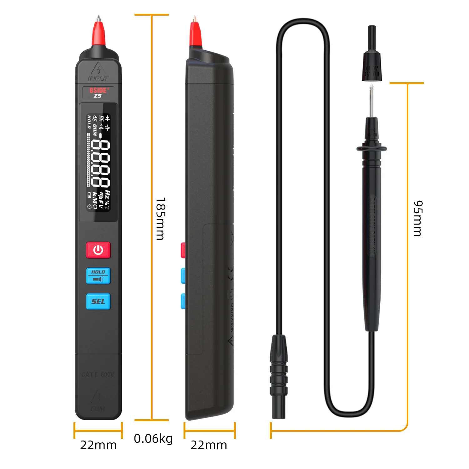 BSIDE New DC AC Digital Multimeter  Non-contact Smart Electric Pen NCV Live Wire Continuity Test Ohm Hz Voltage Detector Tester