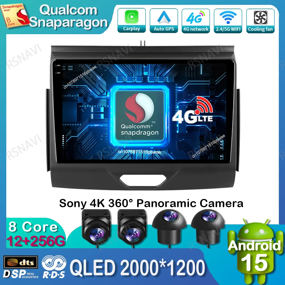 

Android 15 Car Radio For Ford Everest Ranger 2015-2018 Navigation 5G WIFI DSP QLED DVD Qualcomm Wireless Carplay Auto Autoradio