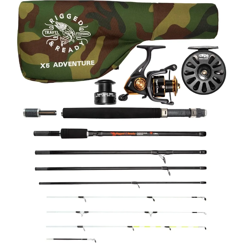 

5 Series Travel Fishing Rods Spin-Fly - X5 Rod & 2 Reels Combination, X5 Rod, or X5 Max - Super Compac