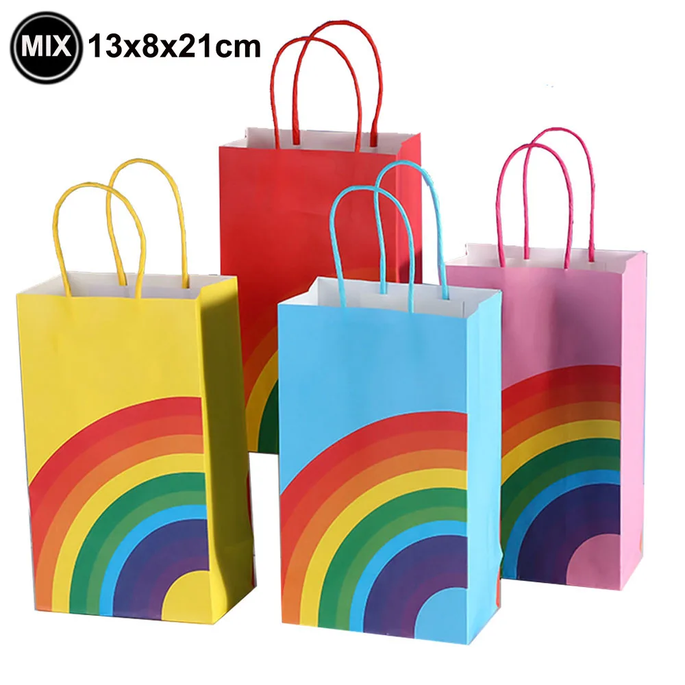 5/10/50PCS Regenbogen Geschenk Papier Taschen 13x8x21cm Farbige Taschen mit Griffen Party Süßigkeiten zugunsten Taschen Geburtstag Hochzeit Party Liefert – Detail 1