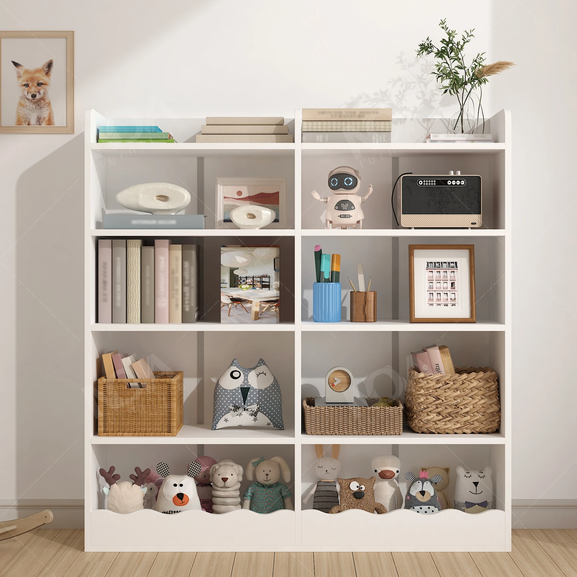 ชั้นวางหนังสือเด็ก 5 ชั้น สีขาว สไตล์โมเดิร์น สำหรับเด็กเล็ก เด็กวัยหัดเดิน ของเล่นเด็ก ตู้เก็บของ รับเลี้ยงเด็ก เฟอร์นิเจอร์อ่านหนังสือ สินค้าในสต็อกในสหรัฐอเมริกา