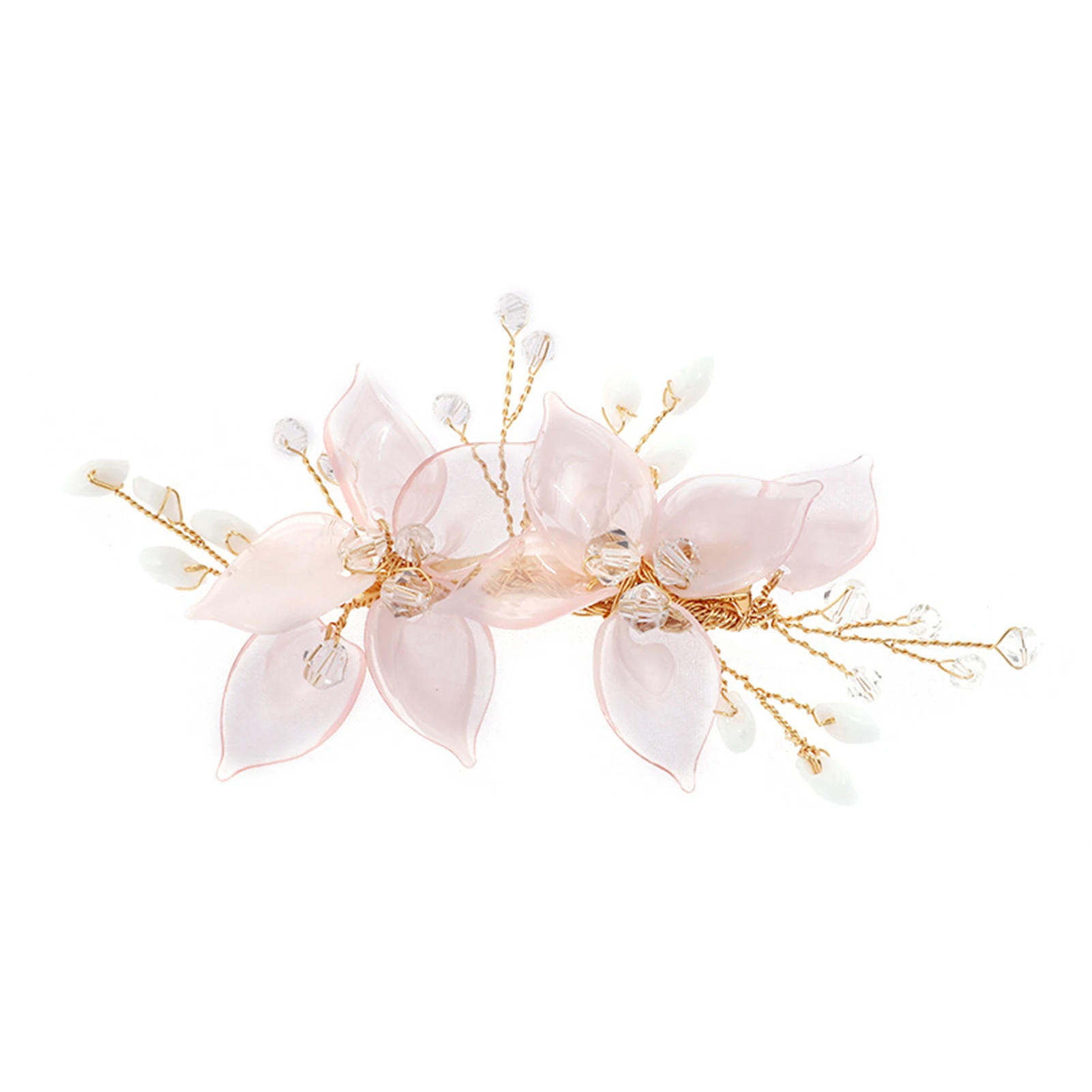 Woman's Leaf Rhinestone Side Hair Clips Alloy Flower Headwear with Pearl Decor for Bridesmaid Wedding Banquet Party