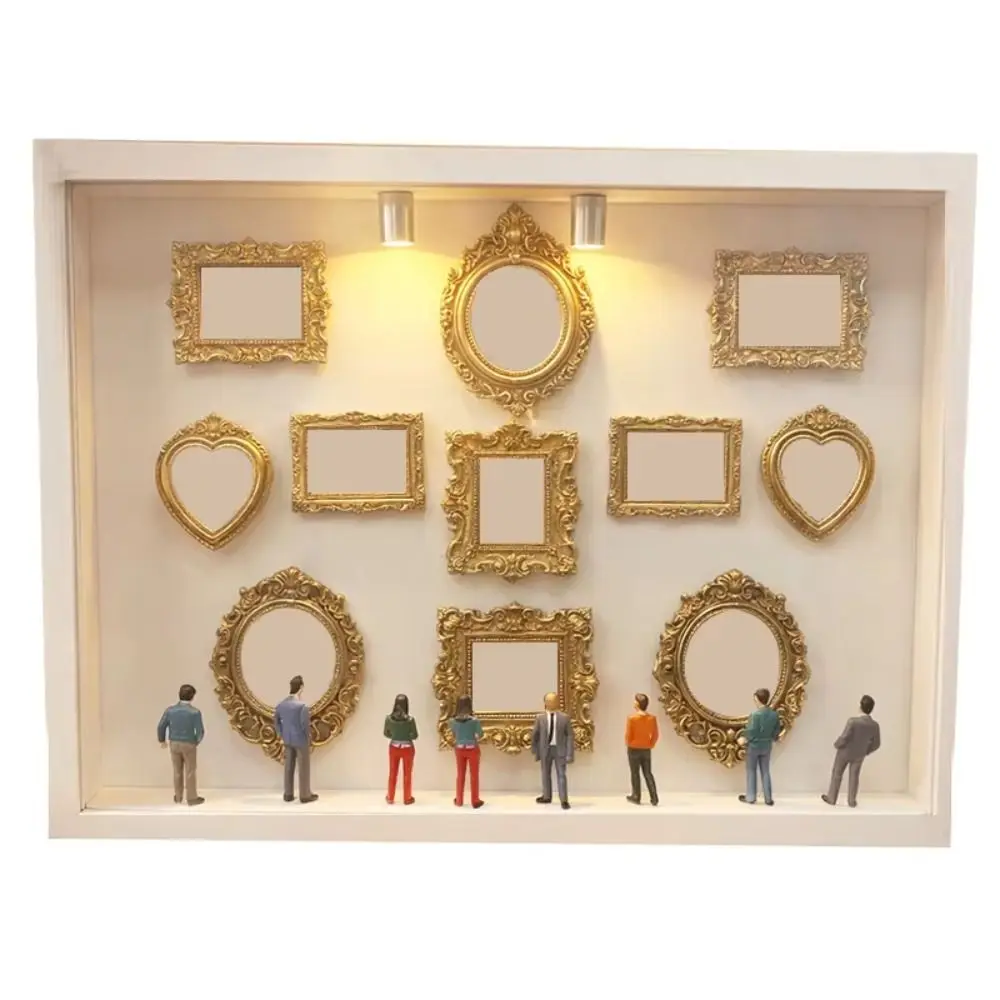 Silhouette Box DIY Mini Museum Box Gold Frames Mini Figurines Personalized DIY Photo Decor Handmade Craft Keepsake Box