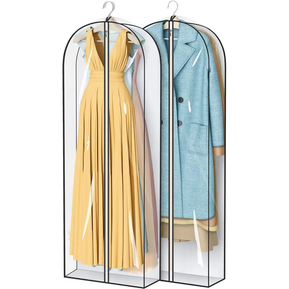 

65 Clear Hanging Garment Bags with 4 Gusset for Clothes, Gowns, and Storage Protectors, 2-Pack