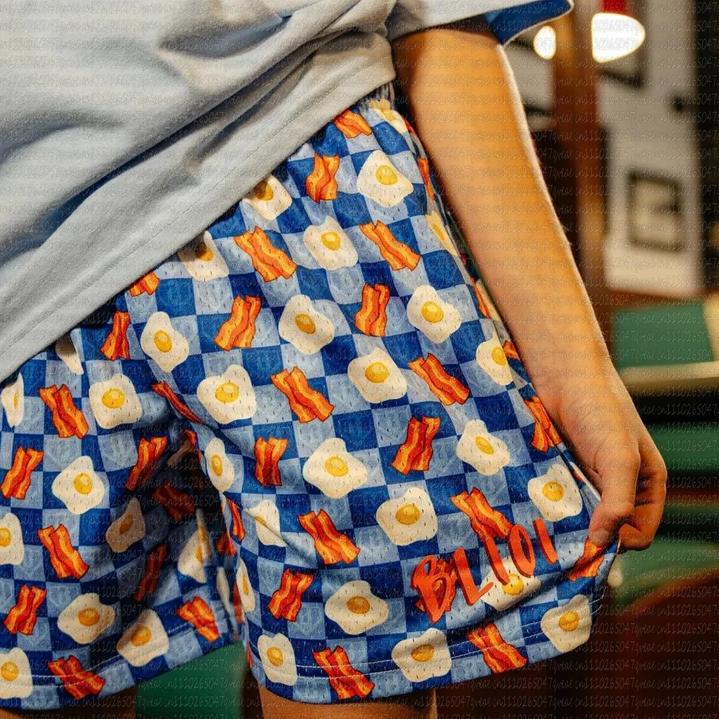 

2026 Summer New Youth Baseball Lifestyle 101 American Breakfast Fried Egg Series Shorts Oversized Breathable Sport Men Women