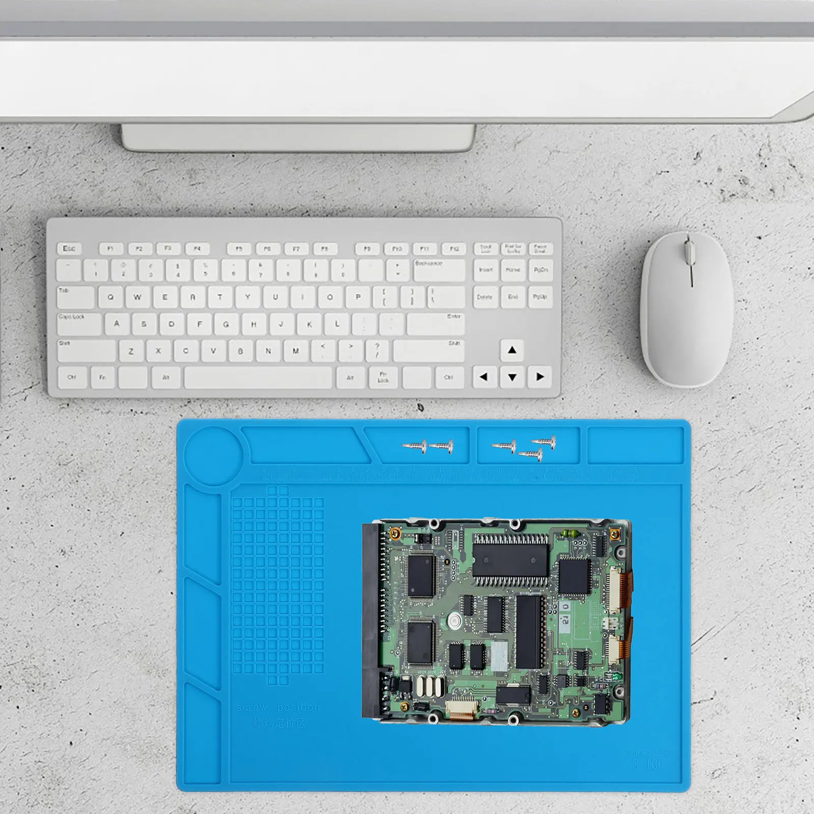

1Set Silicone Soldering Mat Lightweight Portable with Parts Sorting Areas Solder Workbench Mat for Efficient Repair