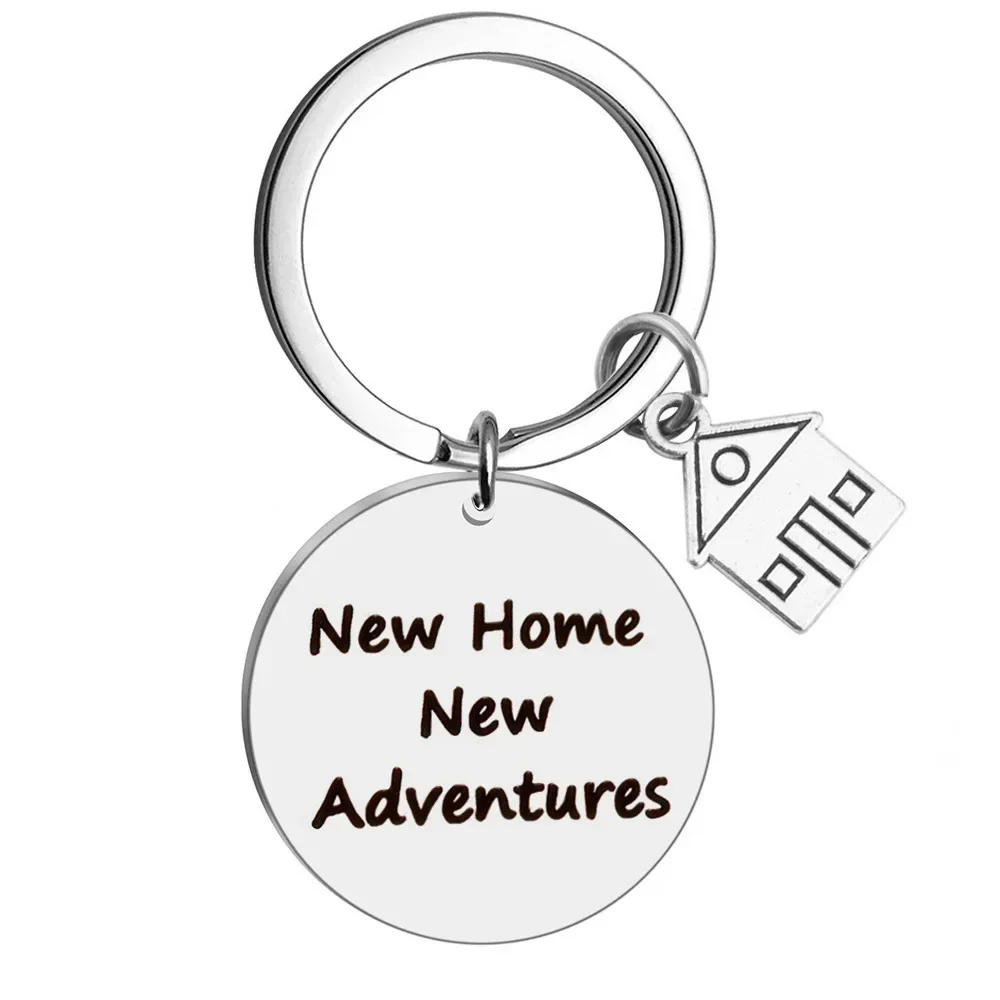 Charm Housewarming Gifts Keychain Pendant House Warming Presents Key Chain Keyring New Home New Adventures