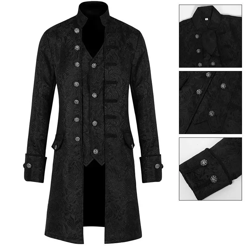 

2024 New Medieval Men's Long Coat Retro Jaet Men's Clothing Vintage Sle Mid-Length Outerwear Spring Season Faion