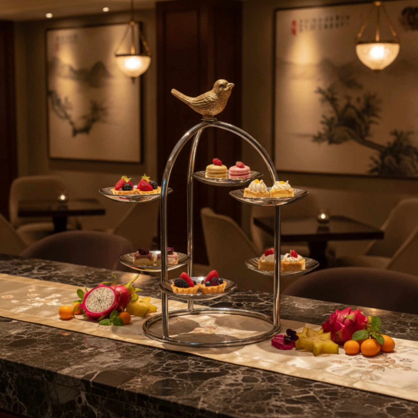 Dessert Display Stand Decorative Dessert Stand with Tiers Tiered Serving Tray Freestanding Stable for Caterers, Party, Wedding - view 3