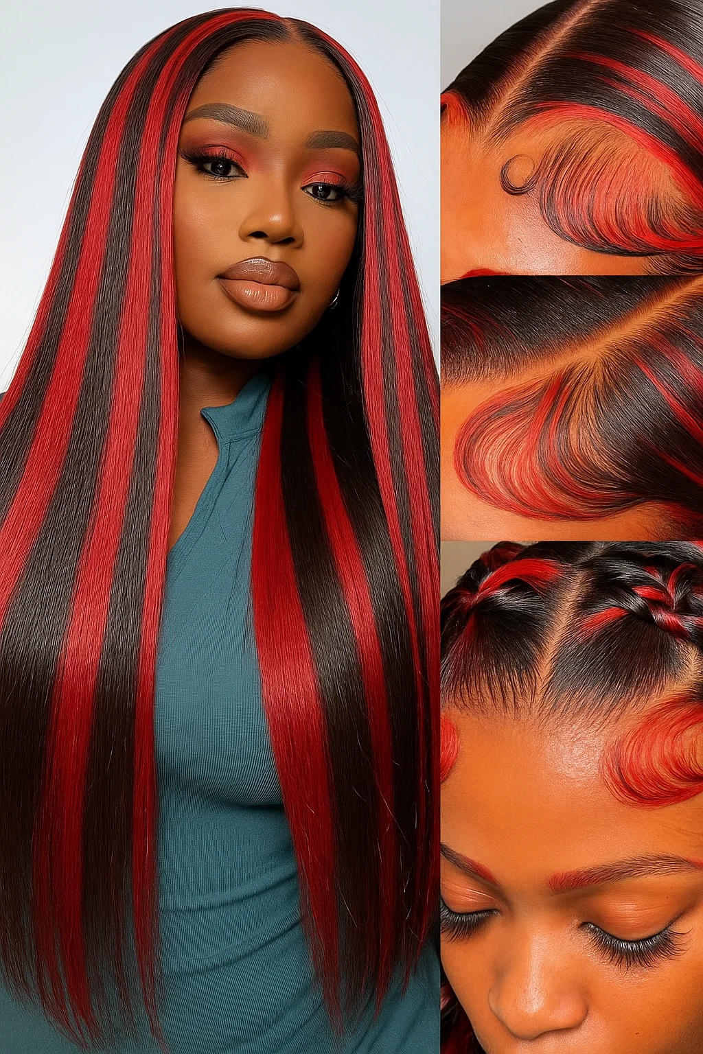 5x5透明フロントレースボーンストレートグルーレスヘアウィッグ 密度200% ハイライト1B/99J ブラジリアンヘアウィッグ 生え際プレプラッキング済み 女性用