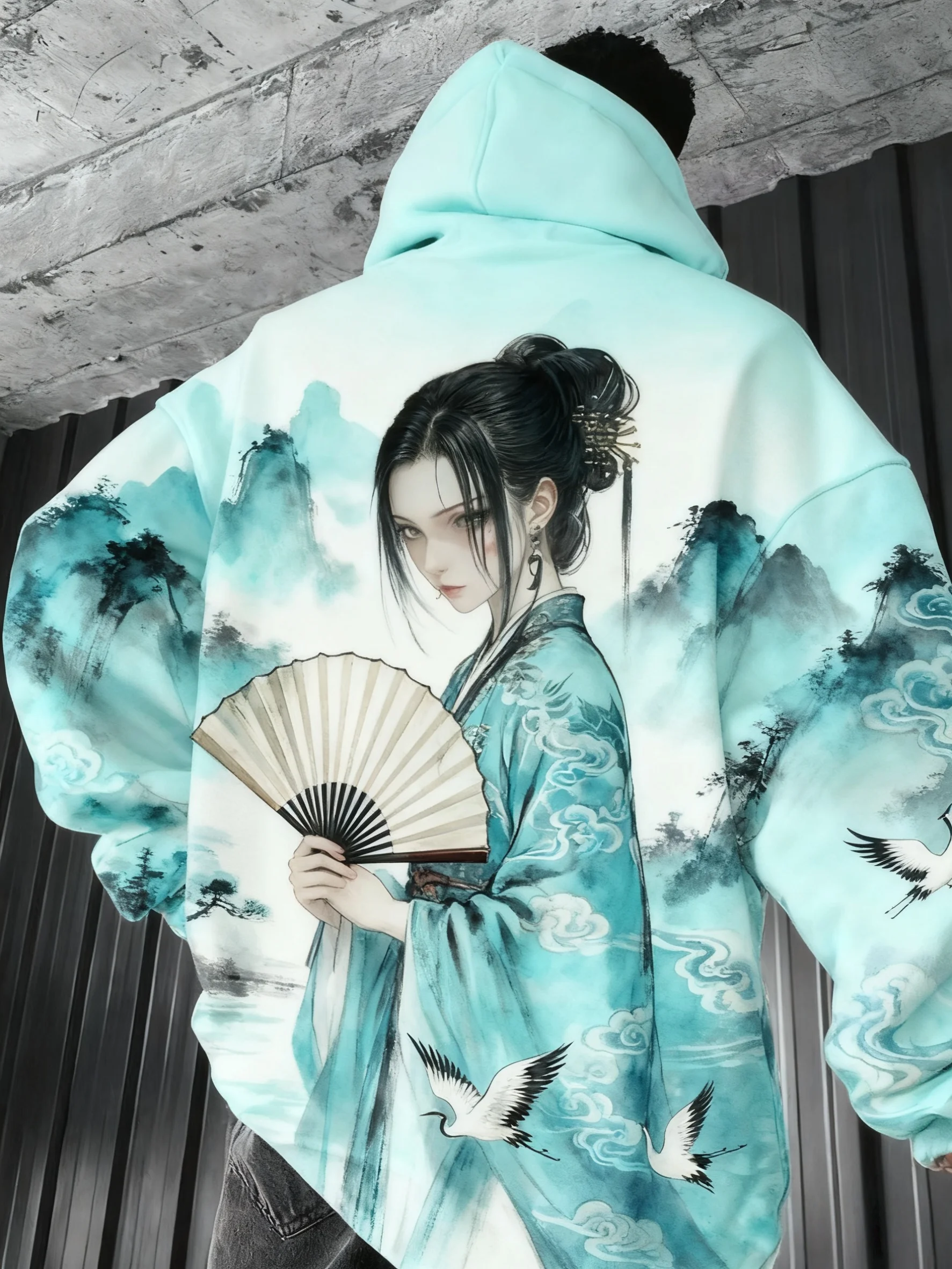 2026 Hot Anime girl back pattern Sweatshirt Casual Long Sleeve Hooded Pullover 3D Printing Top Fashion Oversized Men's Hoodies