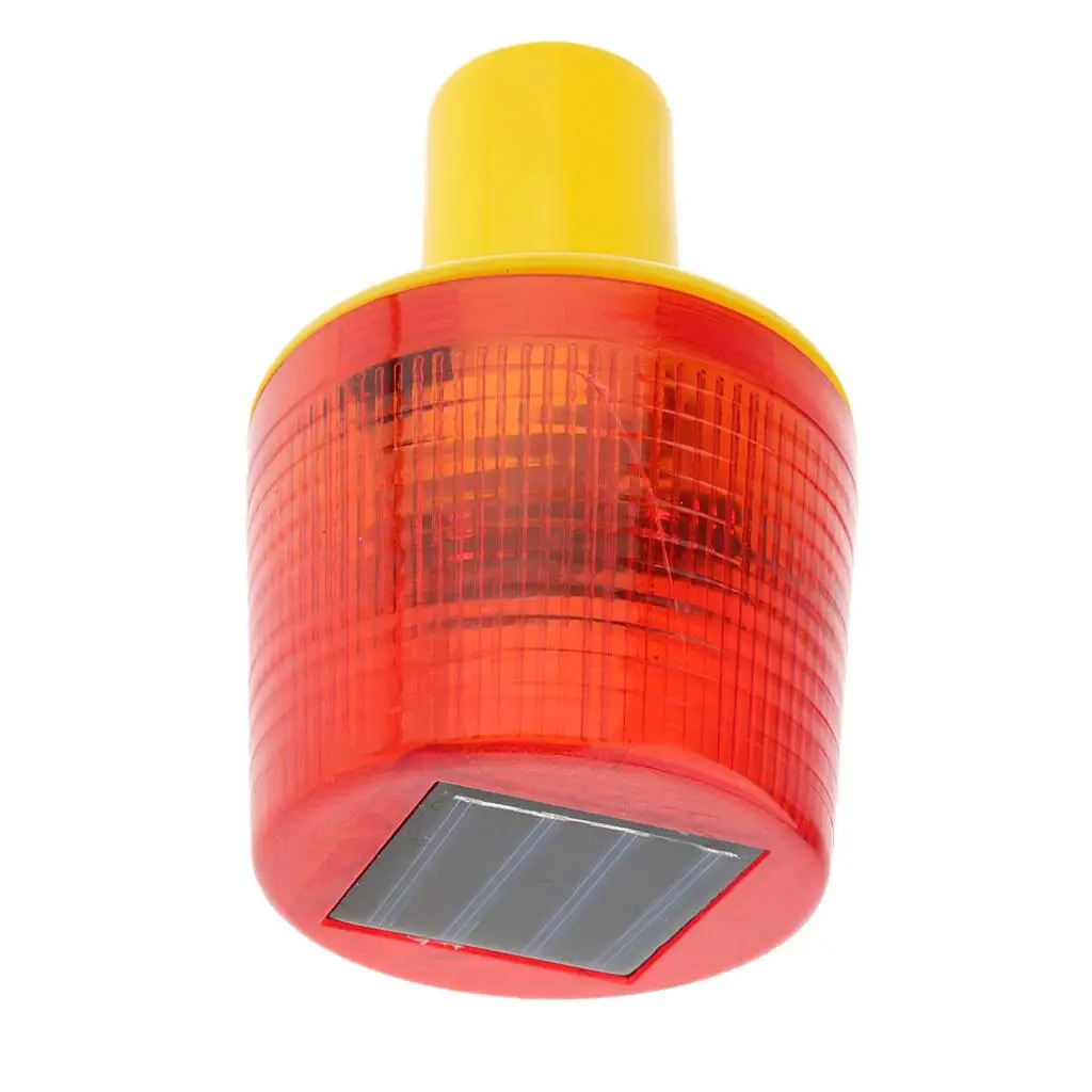 Solar Powered Warning Light Round Traffic Construction Beacon Red