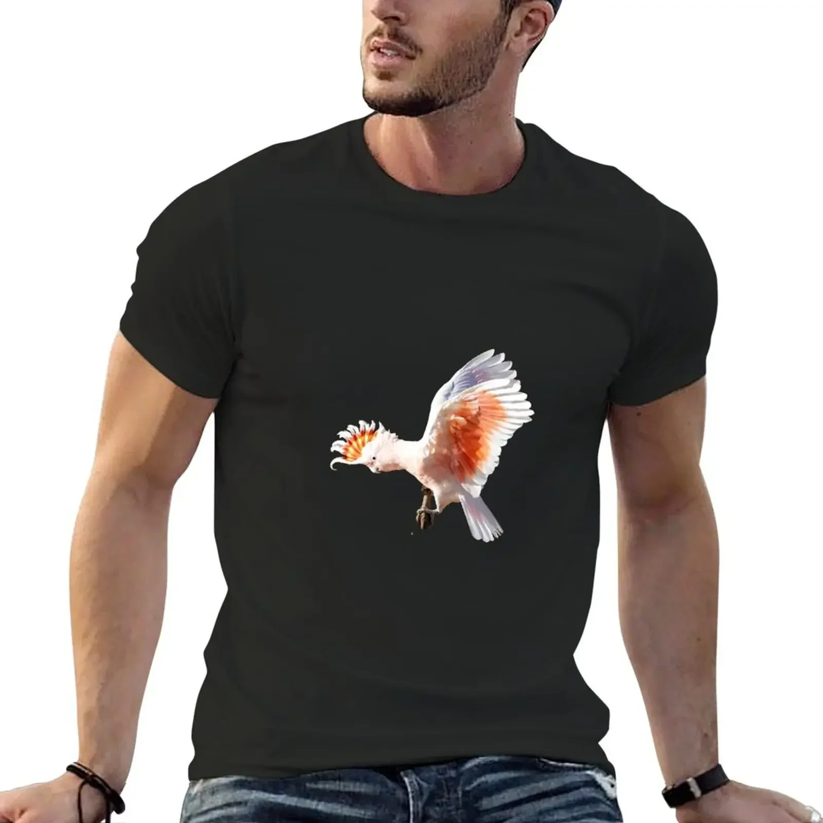 Australian birds - Pink Cockatoo AKA Major Mitchell Cockatoo T-Shirt man clothes blue archive cute clothes Short sleeve tee men