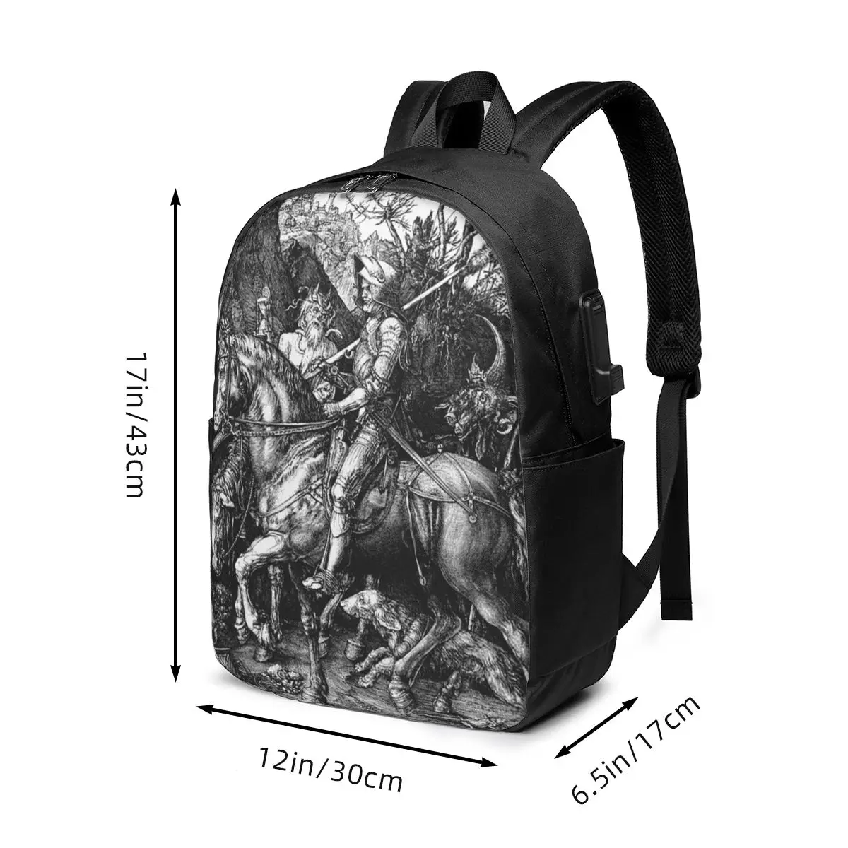 Medieval Knight Vintage Watercolor Art Backpack Travel Notebook Bag Computer College Student School Bag Laptop Shoulder Bags