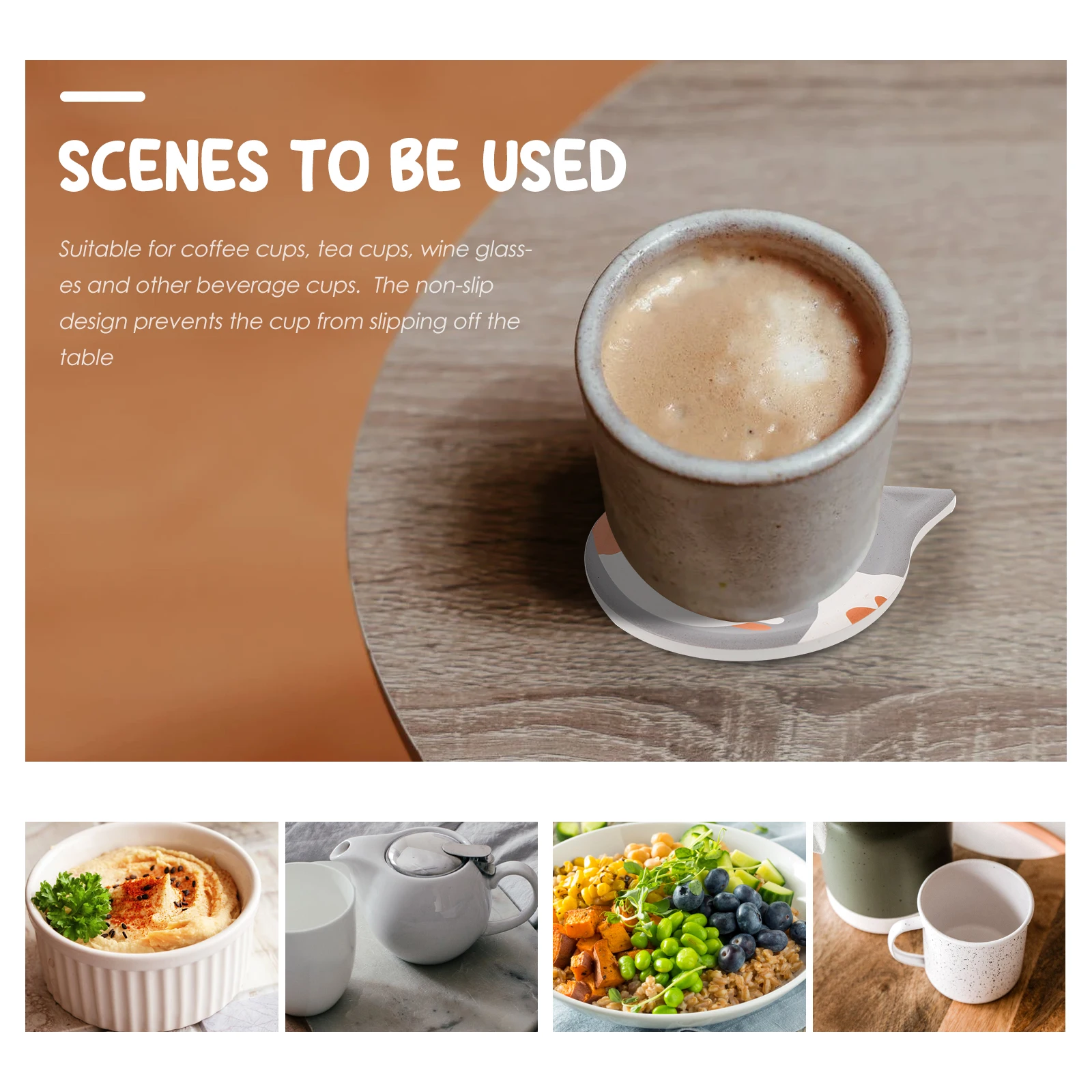 

6pcs Cat Coasters Absorbent Non Slip Drink Cups Pad Household Kawaii Desk Decor Ceramic Wood Back Easy Clean Water Absorb