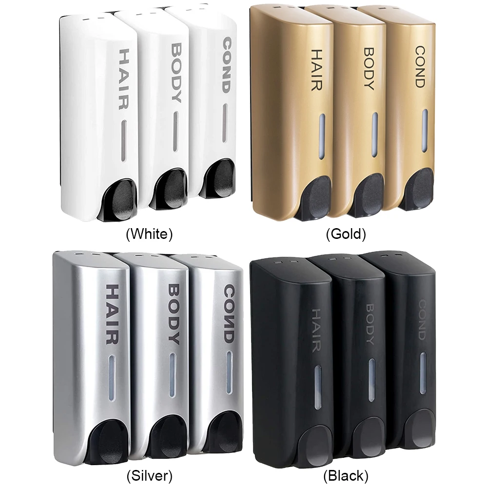 Triple 350ml Body Wash Dispenser Wall-Mount Washing Lotion Soap Container Large Capacity for Bathroom Accessories