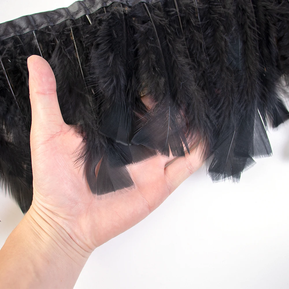 Natural Turkey Feather Fringe Trim 1 Yard Real Feathers Ribbon Boho Rustic Decor Party Clothing Costumes DIY Sewing Crafts
