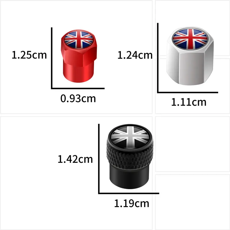 4Pcs/Set Zinc Alloy England British National Flag Emblem Car Wheel Tire Valve Stem Air Caps Dust Proof Cover For Universal Cars