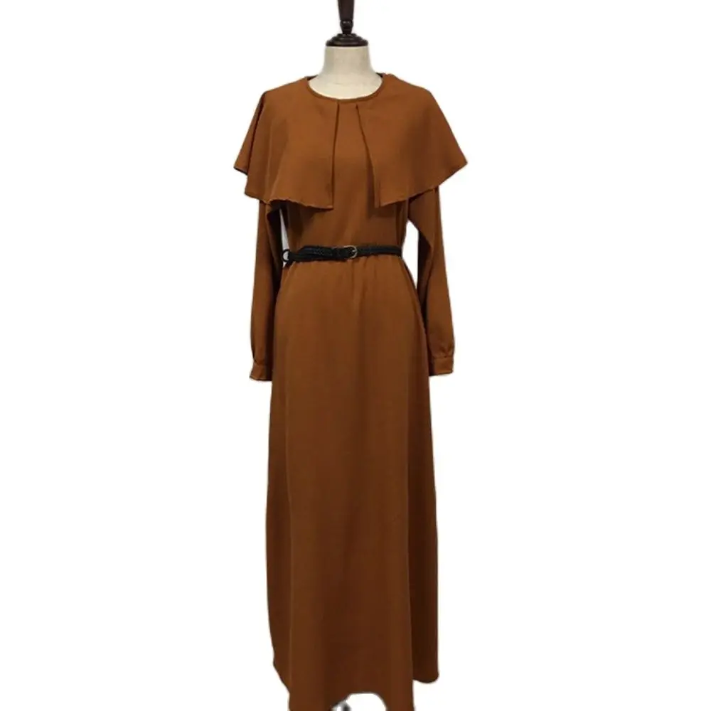 The New Elegant Loose Ethnic Style Long Skirt Cloak Large Size Women'S Robe Belt Solid Color Skirt