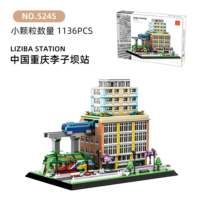 1136 pz Street View Serie Blocchi di Montaggio Cinese Chongqing LiZiba Stazione di Costruzione Modello Giocattoli Educativi Per Bambini Regali