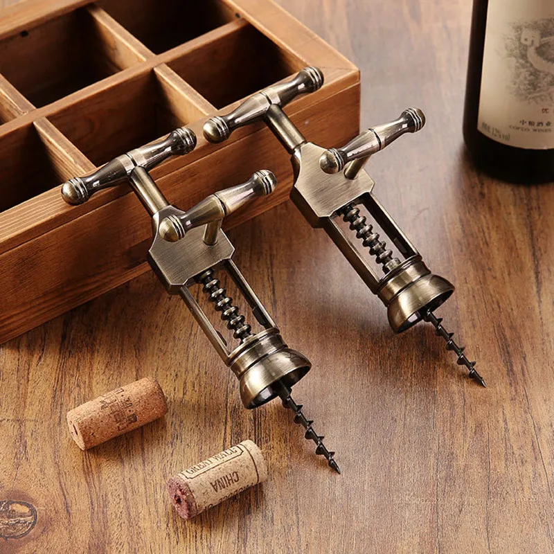 Zinc Alloy Corkscrew Wine Opener Retro Bottle Opener Practical Bar Tool for Home Dinner Party Daily Use