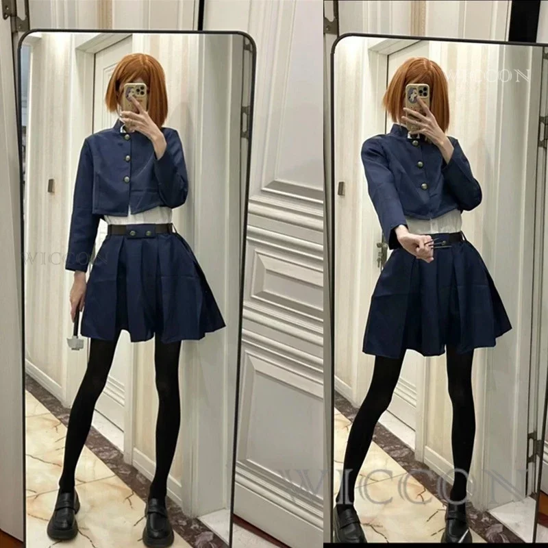 Kugisaki Nobara คอสเพลย์ชุดวิกผมกระเป๋า Tattoo อะนิเมะฮาโลวีนผู้หญิงชุดเต็มชุดสําหรับหญิง