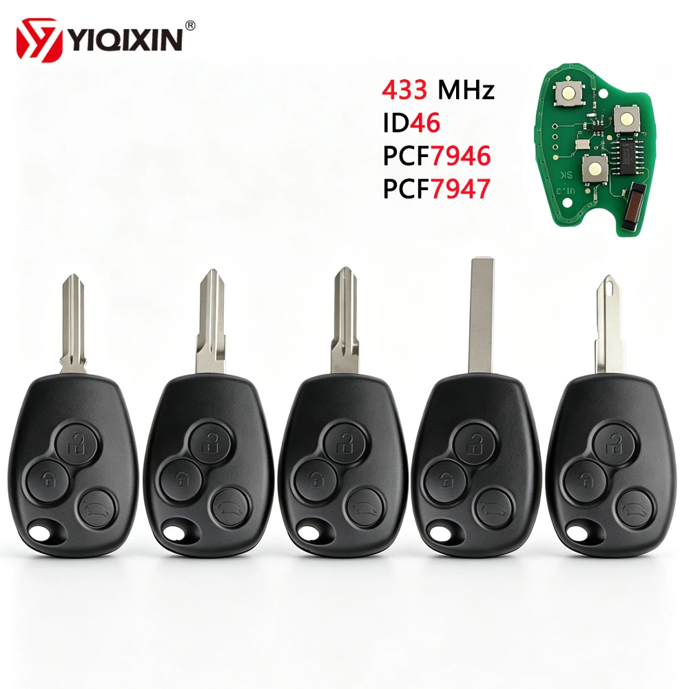 

433MHz Remote Car Key For Renault Megane Clio 3 Trafic Duster Modus Kangoo Master Logan Twingo 3 Button ID46 PCF7946 PCF7947 Fob