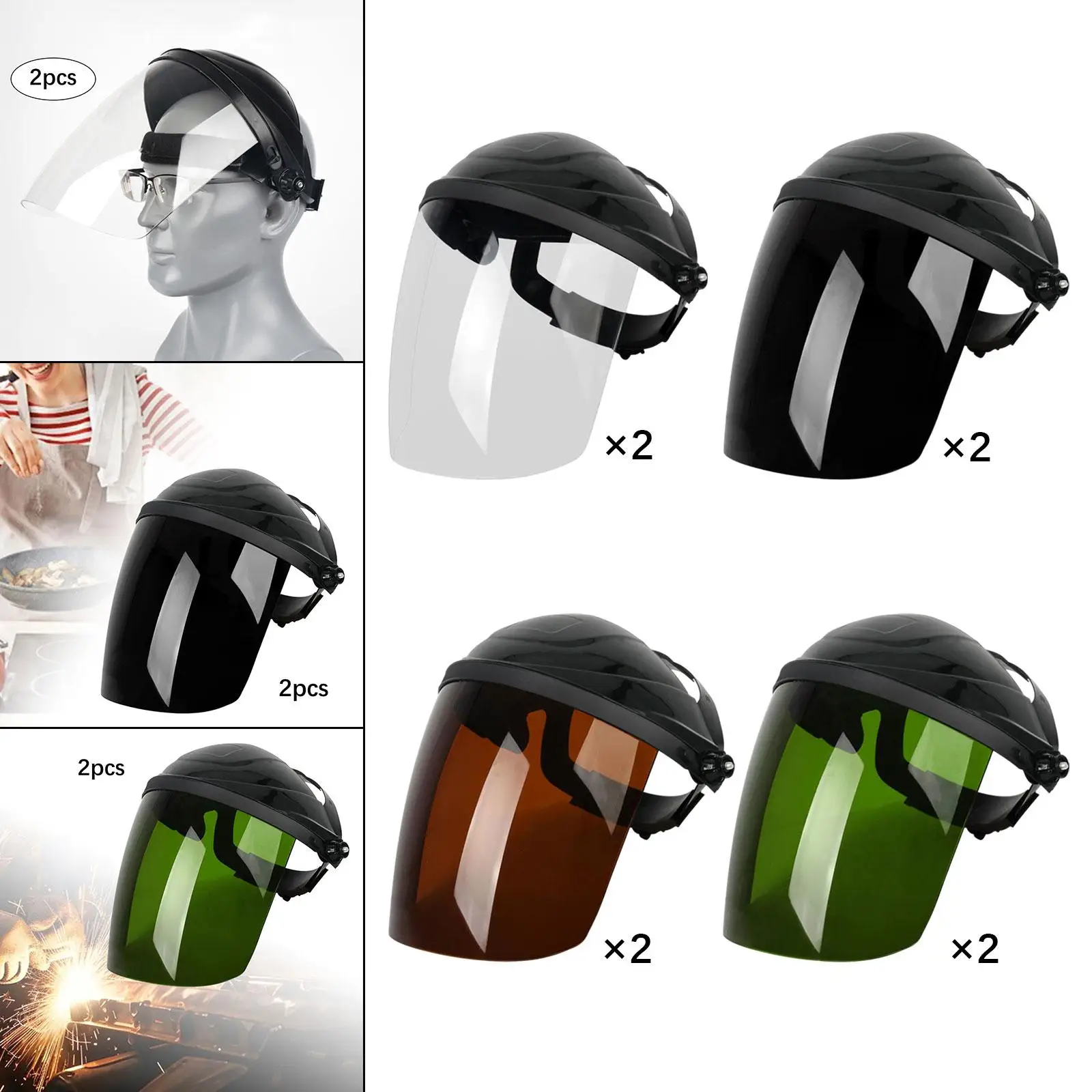 Welding Face Mask Workplace Protection Adjustable Head PVC Full Hood Impact Resistant for Cutting Workshop Use